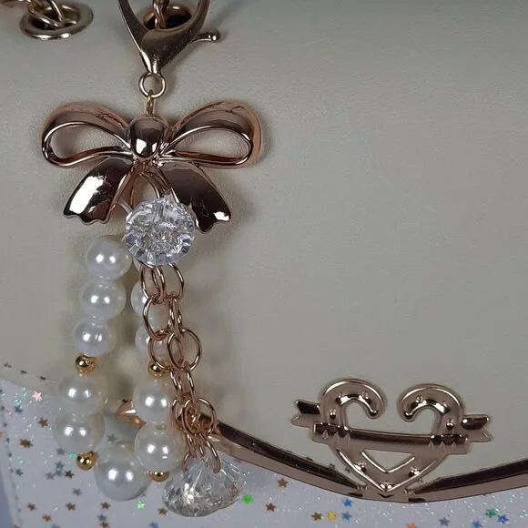 Like New White sparkle crossbody with detachable keychain charm nwot - Picture 2 of 6